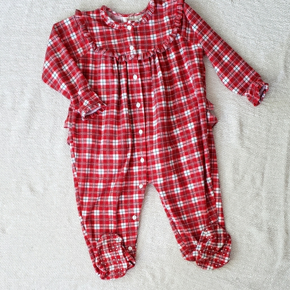 Strasburg Girl's Red Plaid One Piece Sleeper 3T